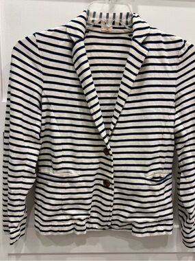 J. Crew Navy and White Striped Women's Blazer